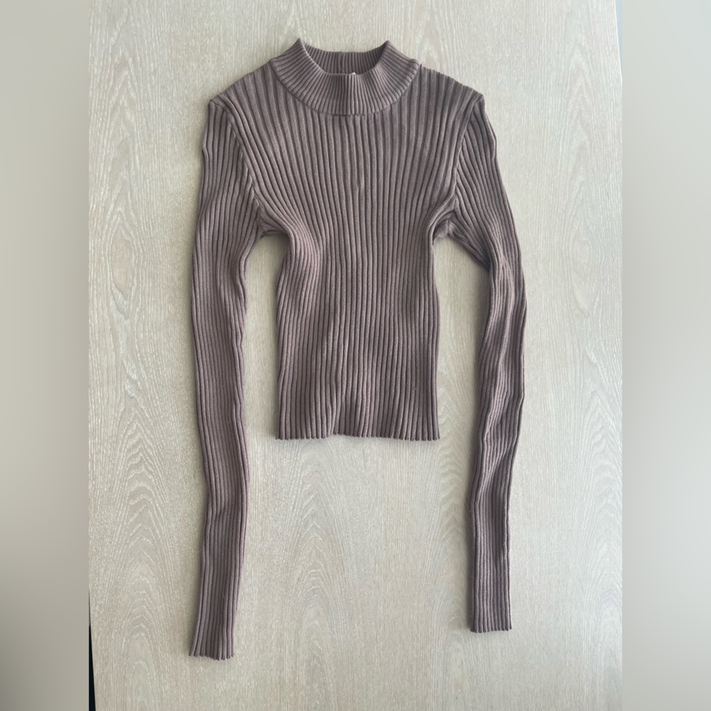 Zara Brown Ribbed Long Sleeve Top